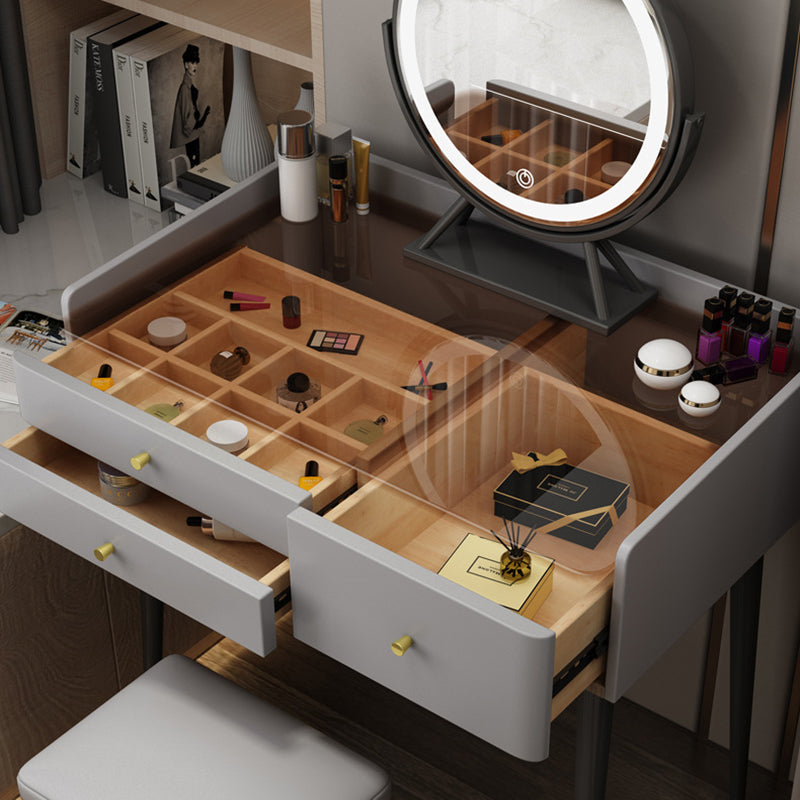 Contemporary Vanity Tables with Drawers, Glass Top Vanity Dressing Table Clearhalo 'Bedroom Furniture' 'furn' 'furn_makeup_vanities' 'Furniture' 'Makeup Vanities' 'makeup_vanities' 6235856