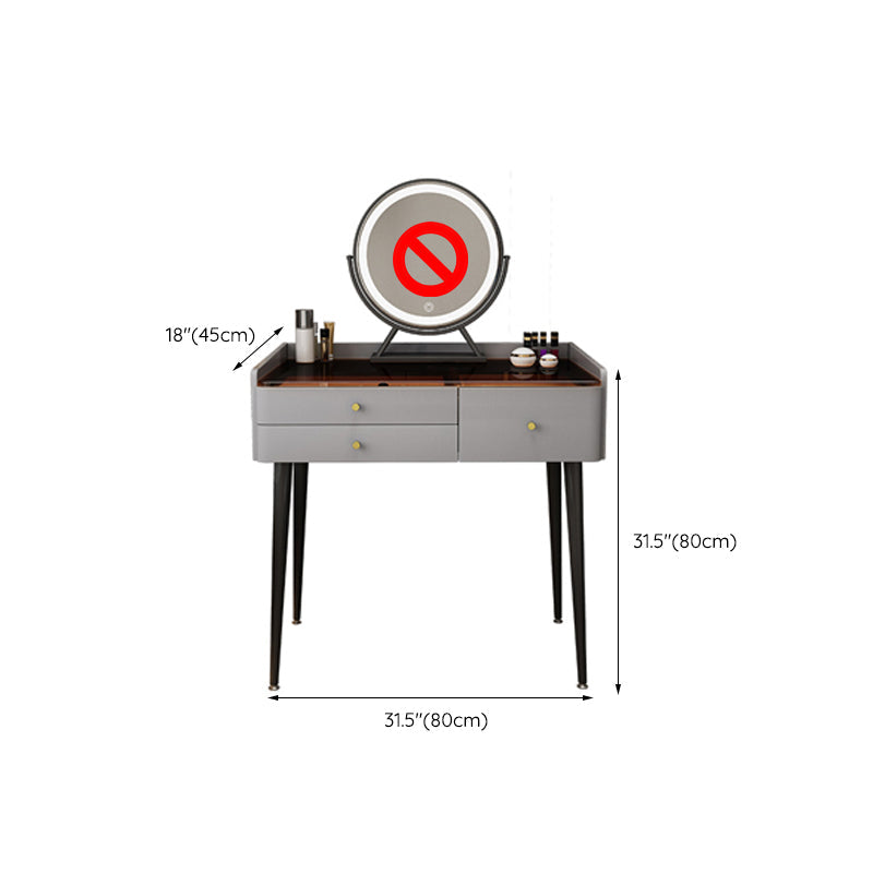 Contemporary Vanity Tables with Drawers, Glass Top Vanity Dressing Table Clearhalo 'Bedroom Furniture' 'furn' 'furn_makeup_vanities' 'Furniture' 'Makeup Vanities' 'makeup_vanities' 6235860