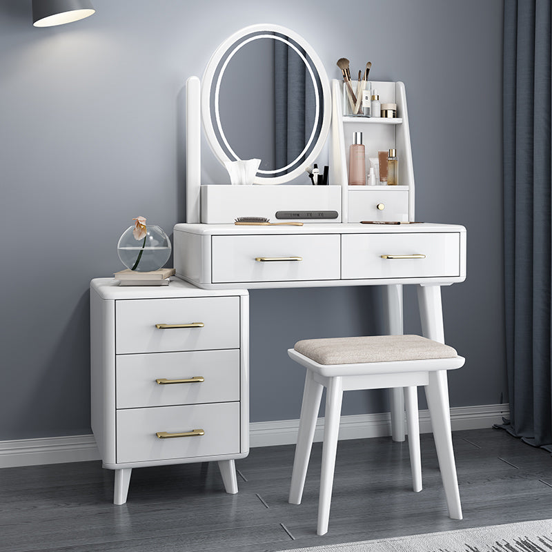 Trucco vanità in piedi in legno solido 5 cassetti di stoccaggio contemporanei