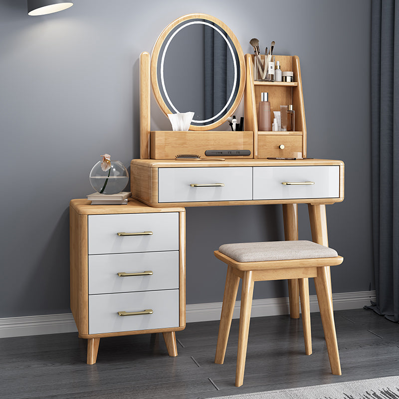 Trucco vanità in piedi in legno solido 5 cassetti di stoccaggio contemporanei