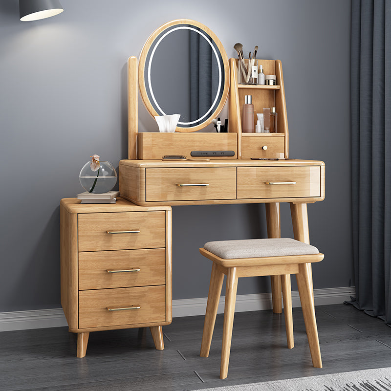 Trucco vanità in piedi in legno solido 5 cassetti di stoccaggio contemporanei