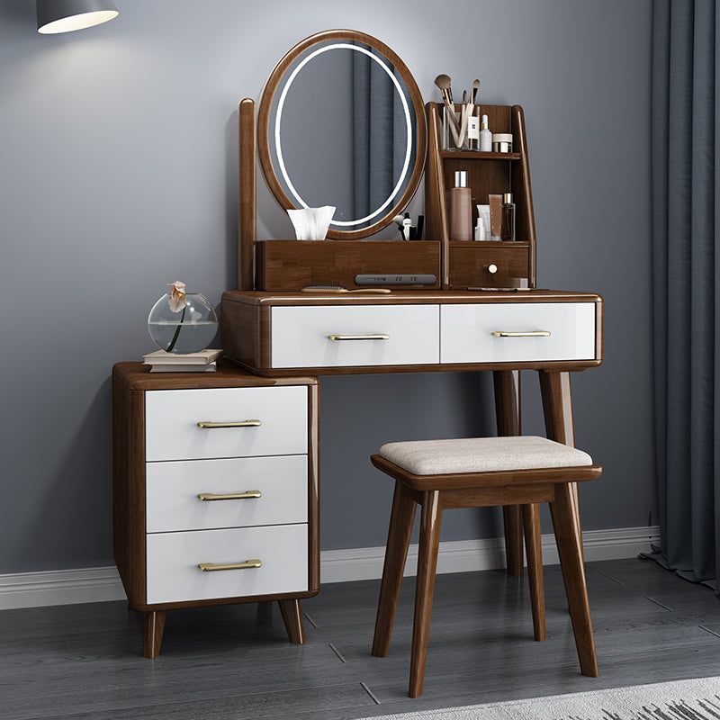 Trucco vanità in piedi in legno solido 5 cassetti di stoccaggio contemporanei