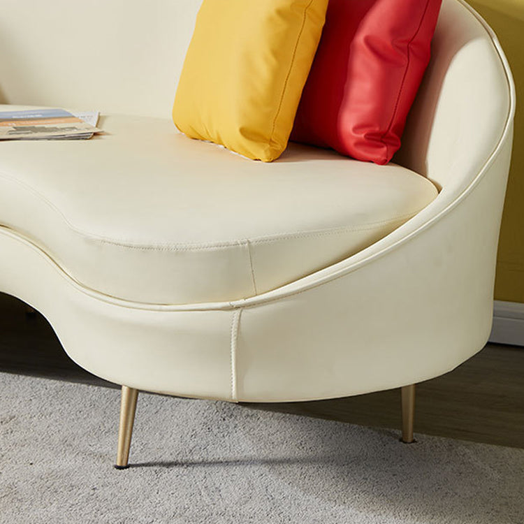 Contemporary Beige Curved Sofa in Genuine Leather with Tight Back Clearhalo 'furn' 'furn_sofas' 'Furniture' 'Living Room Furniture' 'Sofa' 'sofas' 6235895