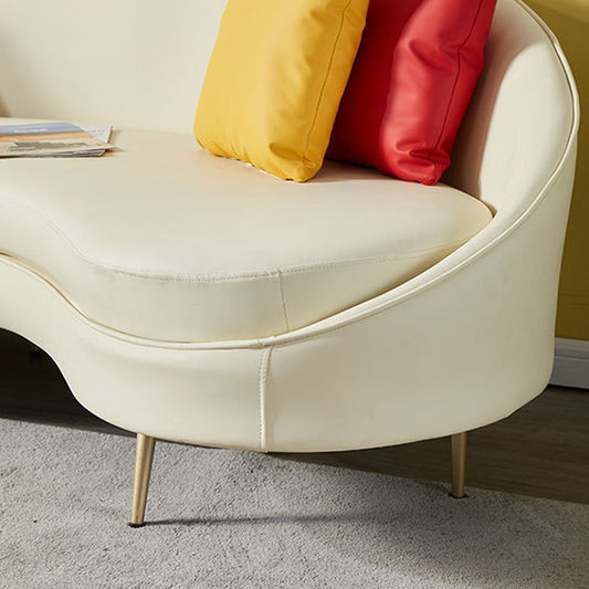 Contemporary Beige Curved Sofa in Genuine Leather with Tight Back Clearhalo 'furn' 'furn_sofas' 'Furniture' 'Living Room Furniture' 'Sofa' 'sofas' 6235895