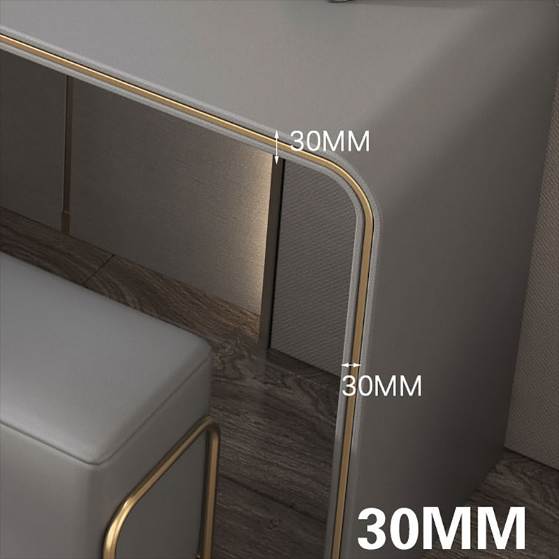 Cassetti doppi glam Camera da letto in pelle finta con tavolo da trucco e vanità per il trucco delle feci