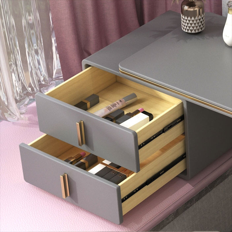 Cassetti doppi glam Camera da letto in pelle finta con tavolo da trucco e vanità per il trucco delle feci