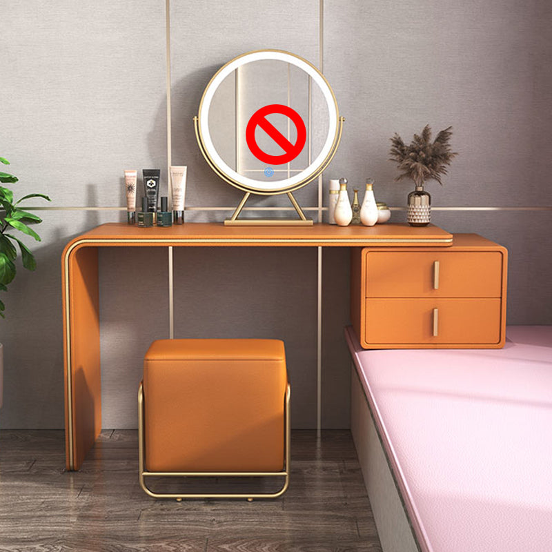 Cassetti doppi glam Camera da letto in pelle finta con tavolo da trucco e vanità per il trucco delle feci