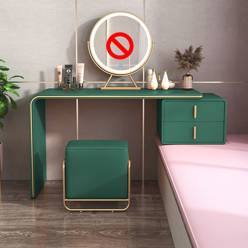 Cassetti doppi glam Camera da letto in pelle finta con tavolo da trucco e vanità per il trucco delle feci