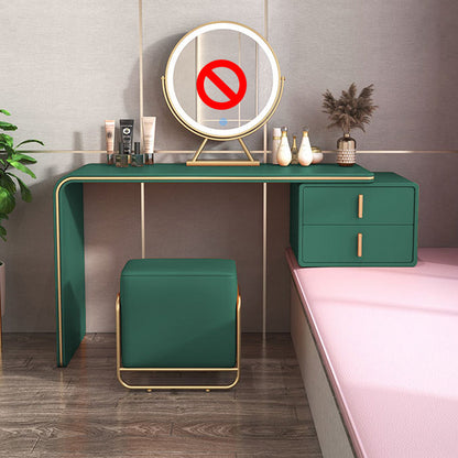 Cassetti doppi glam Camera da letto in pelle finta con tavolo da trucco e vanità per il trucco delle feci