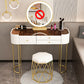 15.74" Wide Vanity Desk with 3 Storage Drawers  Glam Glass Dresser, Whit