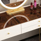 15.74" Wide Vanity Desk with 3 Storage Drawers  Glam Glass Dresser, Whit