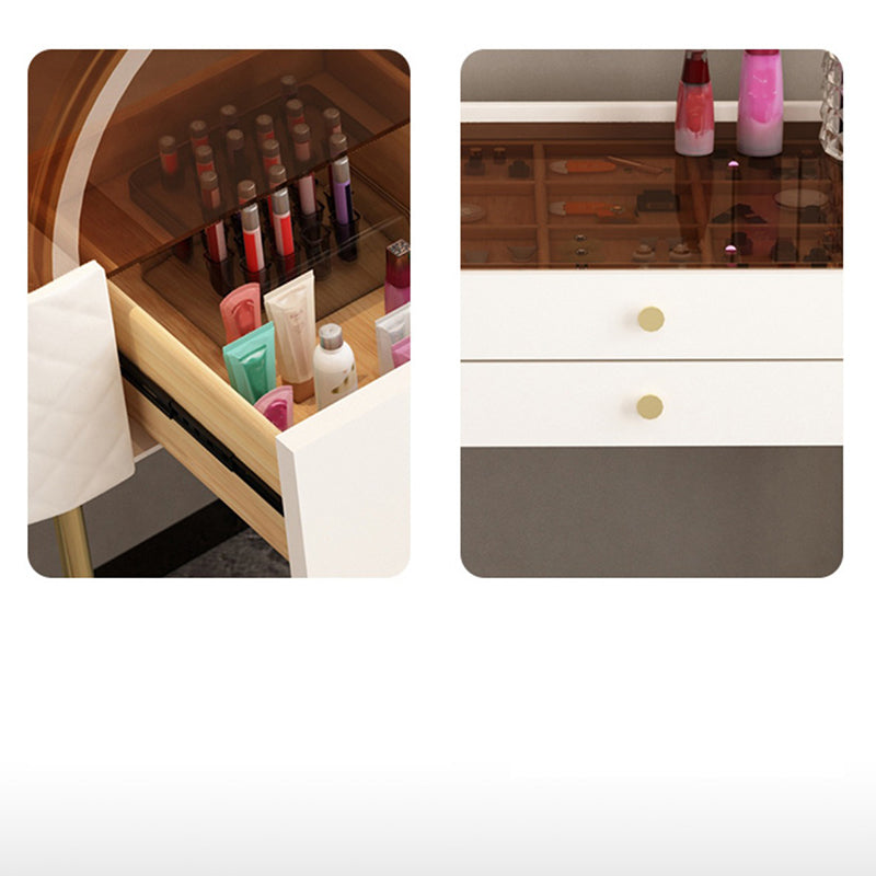 15.74" Wide Vanity Desk with 3 Storage Drawers  Glam Glass Dresser, Whit