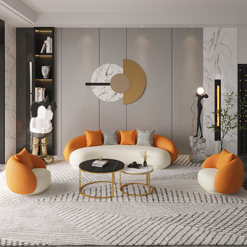 Modern 23.62 "H Faux lederen hellingsarm gebogen bank voor woonkamer