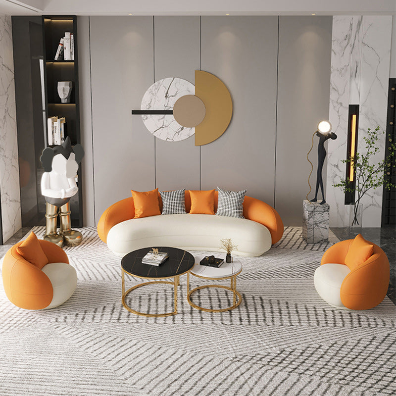 Modern 23.62 "H Faux lederen hellingsarm gebogen bank voor woonkamer