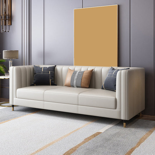 30,7 "H Echtes Leder genähtes Kissen Rückentuxedo Armsofa für Wohnzimmer