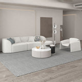 Moderne 27,55 "H weiße Wolltuxedo Arm gebogenes Sofa für Wohnzimmer