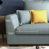 Square Arm Sectional Nordic 4-Sitzer Stoffabschnitt mit Oberkissen Kissen