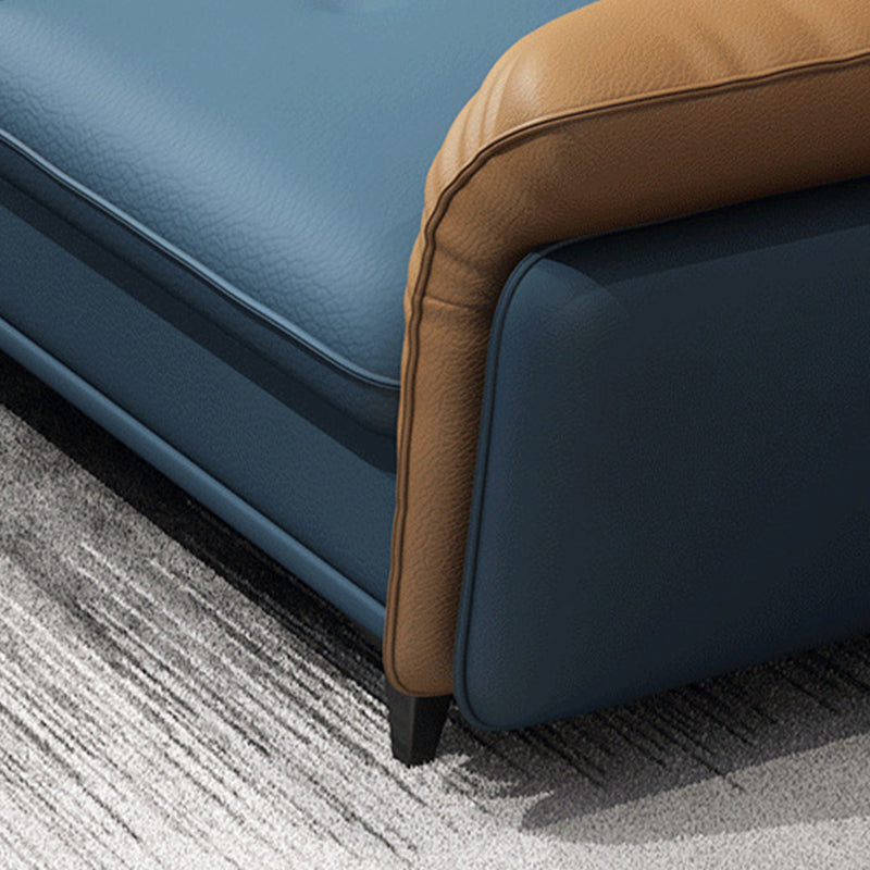 Blue 4-seater Faux Leather Tufted Pillow Top Arm Sectional Sofa Clearhalo 'furn' 'furn_sectionals' 'Furniture' 'Living Room Furniture' 'Sectionals' 6236047