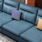 Blue 4-seater Faux Leather Tufted Pillow Top Arm Sectional Sofa Clearhalo 'furn' 'furn_sectionals' 'Furniture' 'Living Room Furniture' 'Sectionals' 6236048