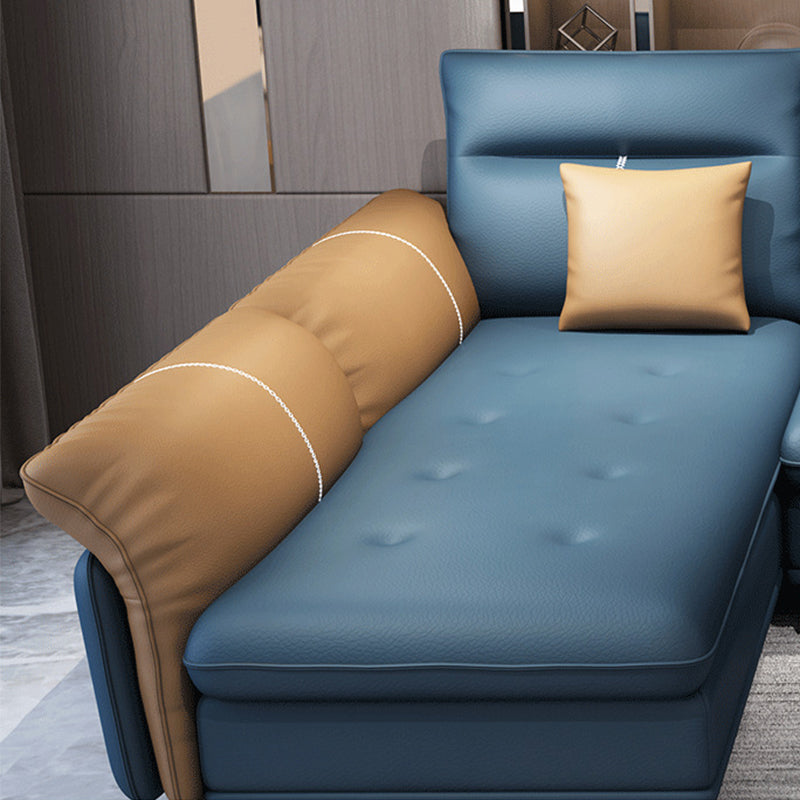 Blue 4-seater Faux Leather Tufted Pillow Top Arm Sectional Sofa Clearhalo 'furn' 'furn_sectionals' 'Furniture' 'Living Room Furniture' 'Sectionals' 6236049