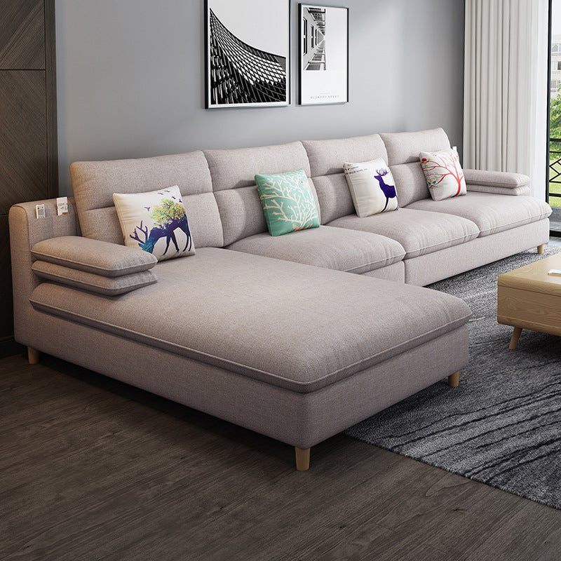 Pillow Top Arm Sectional Modern Linen 4-seat 125.98" Wide Sectional Left Clearhalo 'furn' 'furn_sectionals' 'Furniture' 'Living Room Furniture' 'Sectionals' 6236055
