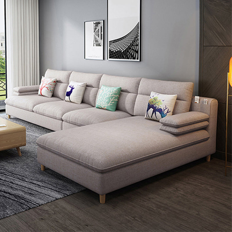 Pillow Top Arm Sectional Modern Linen 4-seat 125.98" Wide Sectional Right Clearhalo 'furn' 'furn_sectionals' 'Furniture' 'Living Room Furniture' 'Sectionals' 6236056