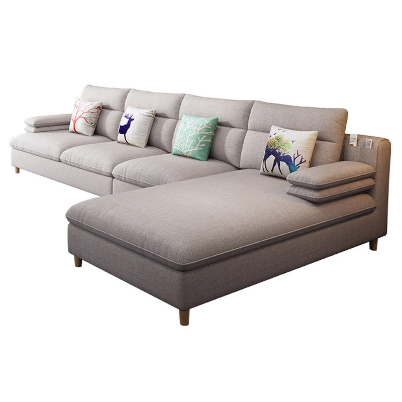 Pillow Top Arm Sectional Modern Linen 4-seat 125.98" Wide Sectional Clearhalo 'furn' 'furn_sectionals' 'Furniture' 'Living Room Furniture' 'Sectionals' 6236057