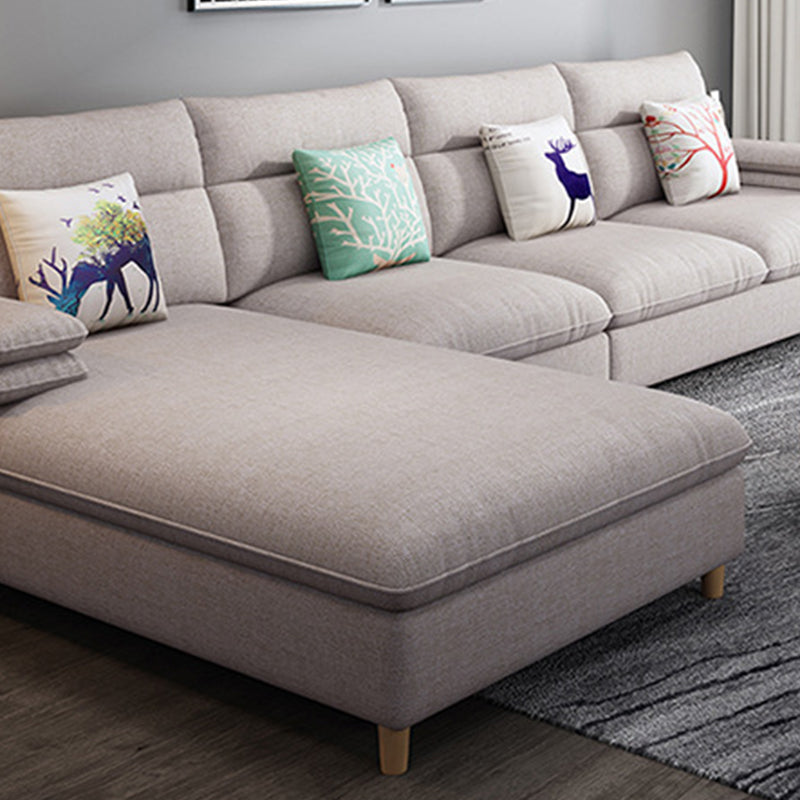 Pillow Top Arm Sectional Modern Linen 4-seat 125.98" Wide Sectional Clearhalo 'furn' 'furn_sectionals' 'Furniture' 'Living Room Furniture' 'Sectionals' 6236058