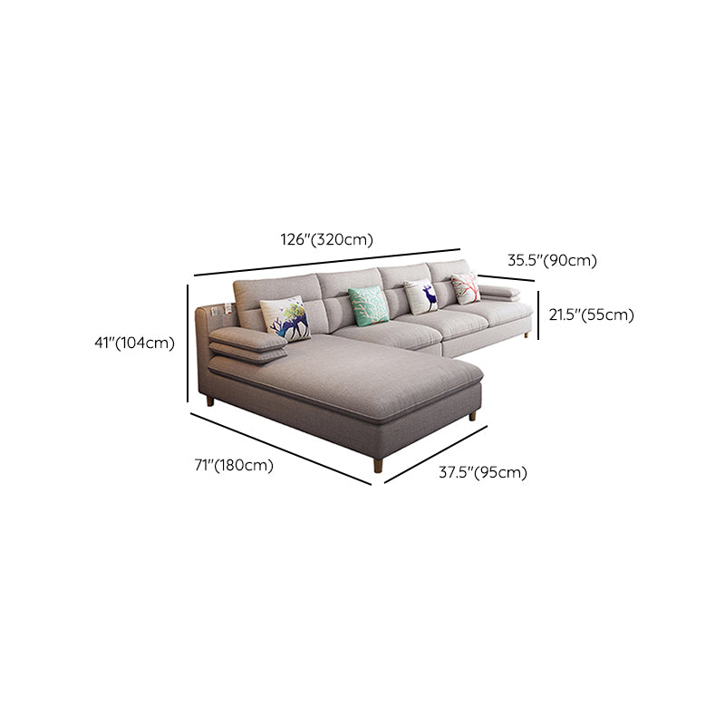 Pillow Top Arm Sectional Modern Linen 4-seat 125.98" Wide Sectional Clearhalo 'furn' 'furn_sectionals' 'Furniture' 'Living Room Furniture' 'Sectionals' 6236063