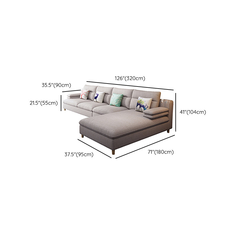 Pillow Top Arm Sectional Modern Linen 4-seat 125.98" Wide Sectional Clearhalo 'furn' 'furn_sectionals' 'Furniture' 'Living Room Furniture' 'Sectionals' 6236064