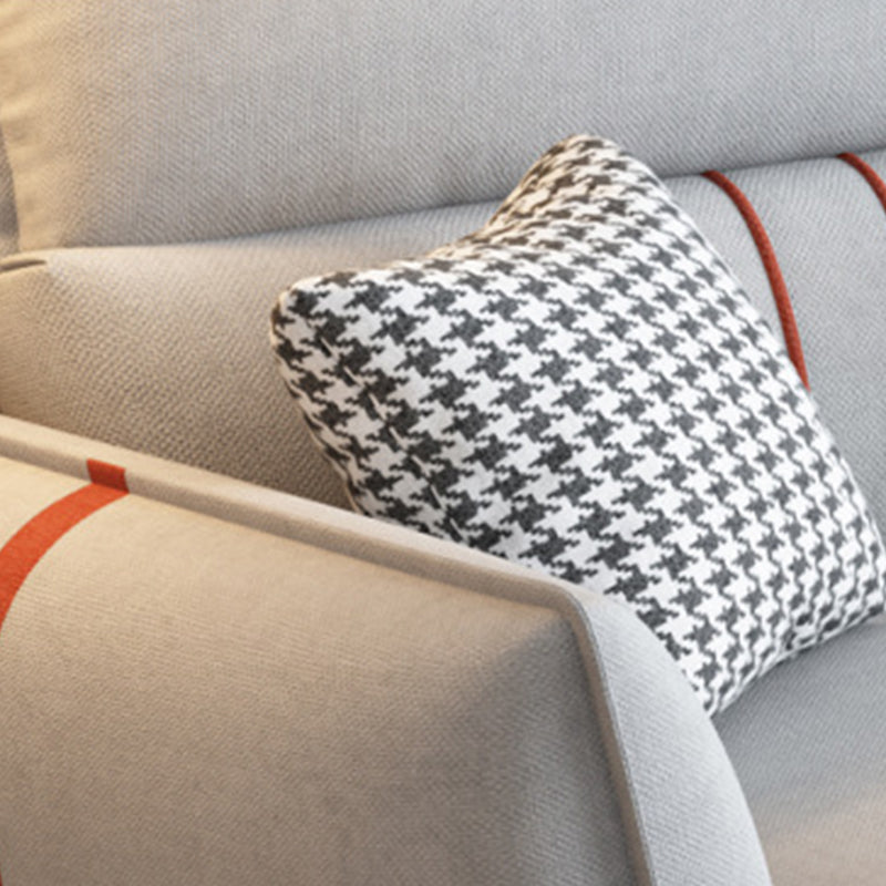 Flared Arm Sectional Sofa Modern 4-seater Fabric Sectional in Grey Clearhalo 'furn' 'furn_sectionals' 'Furniture' 'Living Room Furniture' 'Sectionals' 6236070