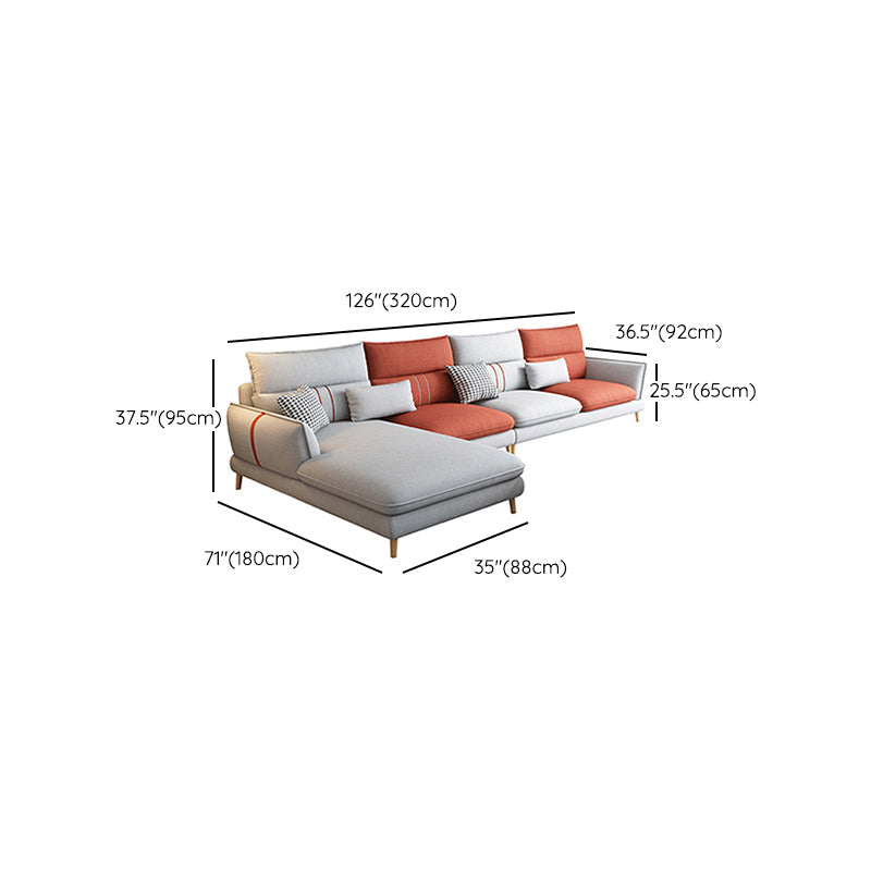 Flared Arm Sectional Sofa Modern 4-seater Fabric Sectional in Grey Clearhalo 'furn' 'furn_sectionals' 'Furniture' 'Living Room Furniture' 'Sectionals' 6236074