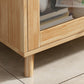 Gabinete natural de almacenamiento de madera maciza de 31.5 pulgadas de acento de vidrio de ancho