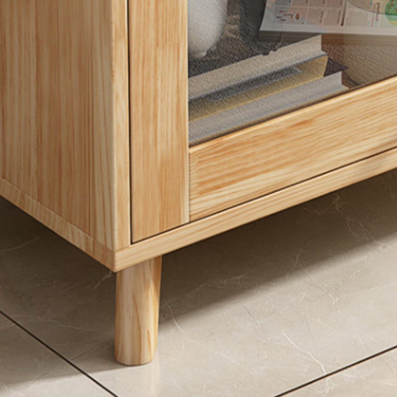 Natural Solid Wood Storage Cabinet 31.5-In Wide Glass Door Accent Cabinet Clearhalo 'Cabinets & Chests' 'cabinets_chests' 'furn' 'furn_cabinets_chests' 'Furniture' 'Living Room Furniture' 6236098