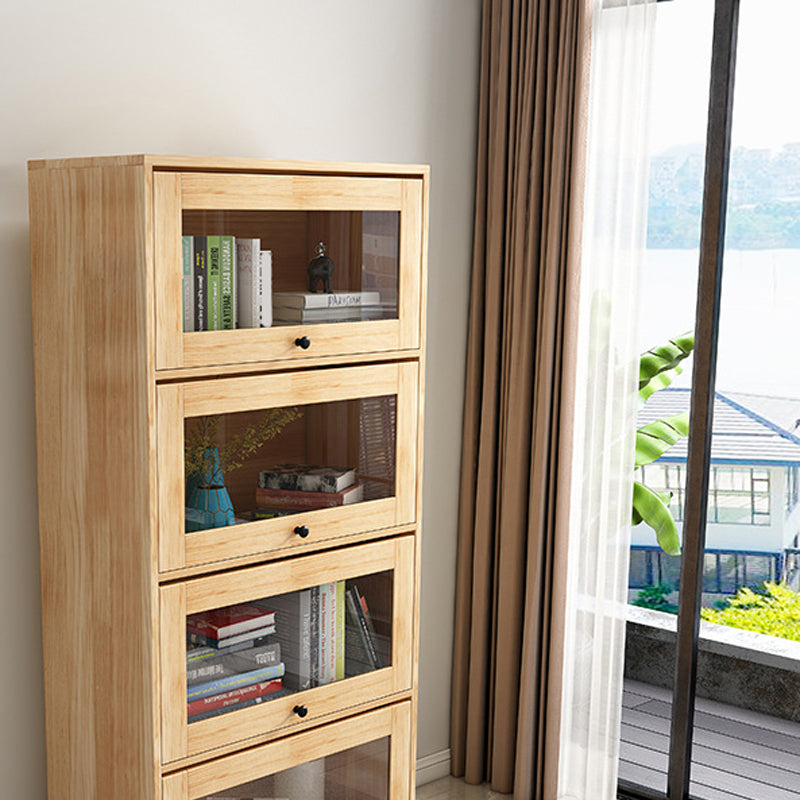 Armoire de rangement en bois massif naturel 31,5 pouces de large armoire d'accent de porte en verre de largeur