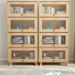 Gabinete natural de almacenamiento de madera maciza de 31.5 pulgadas de acento de vidrio de ancho