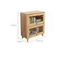 Gabinete natural de almacenamiento de madera maciza de 31.5 pulgadas de acento de vidrio de ancho