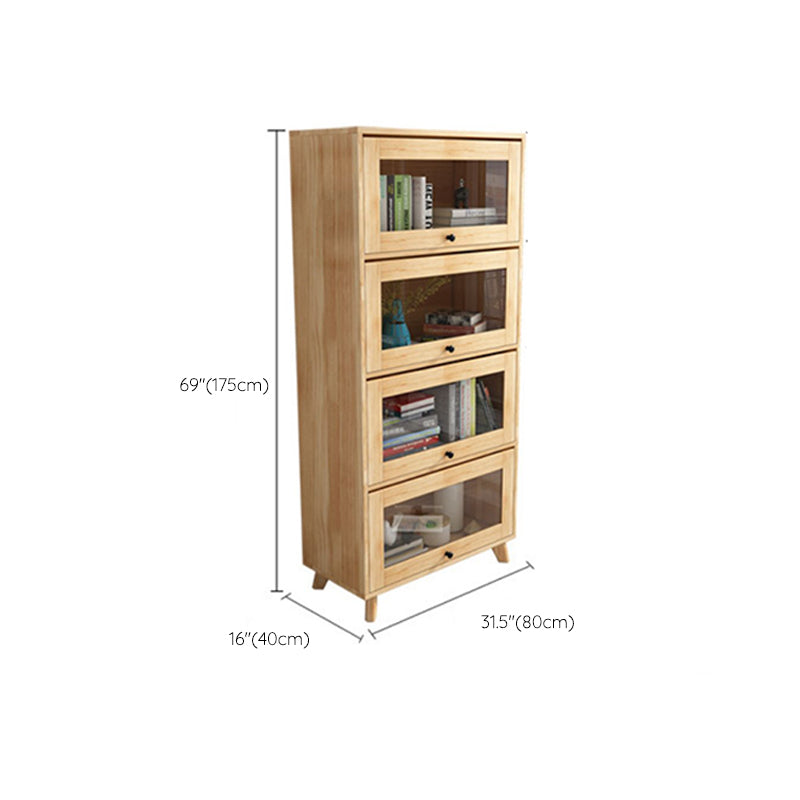 Armoire de rangement en bois massif naturel 31,5 pouces de large armoire d'accent de porte en verre de largeur