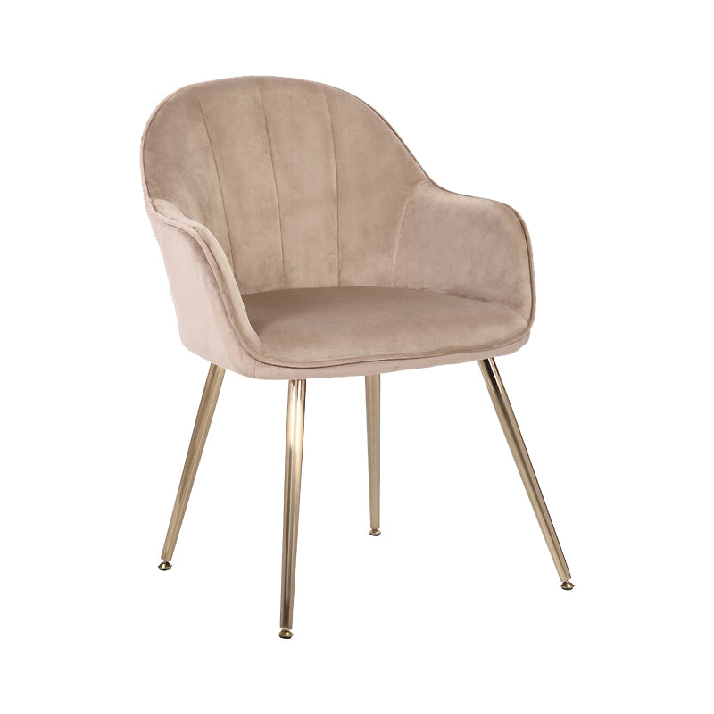 Modern Style Cloth Overturning Armrest Sewn Pillow Back Metal Arm Chair