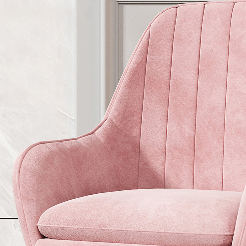 Modern Style Cloth Overturning Armrest Sewn Pillow Back Metal Arm Chair