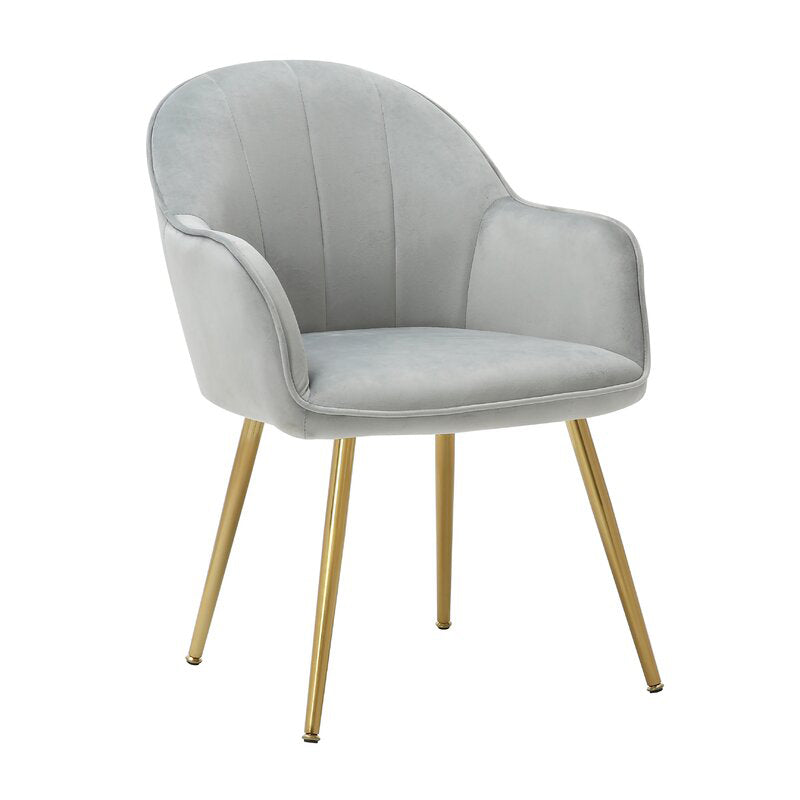 Modern Style Cloth Overturning Armrest Sewn Pillow Back Metal Arm Chair