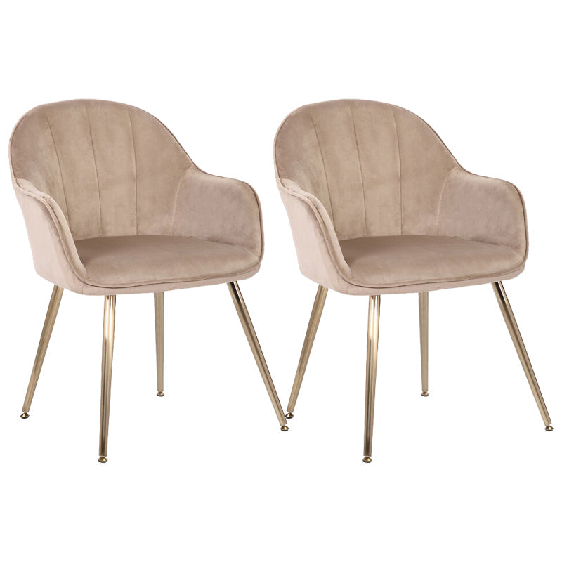 Modern Style Cloth Overturning Armrest Sewn Pillow Back Metal Arm Chair