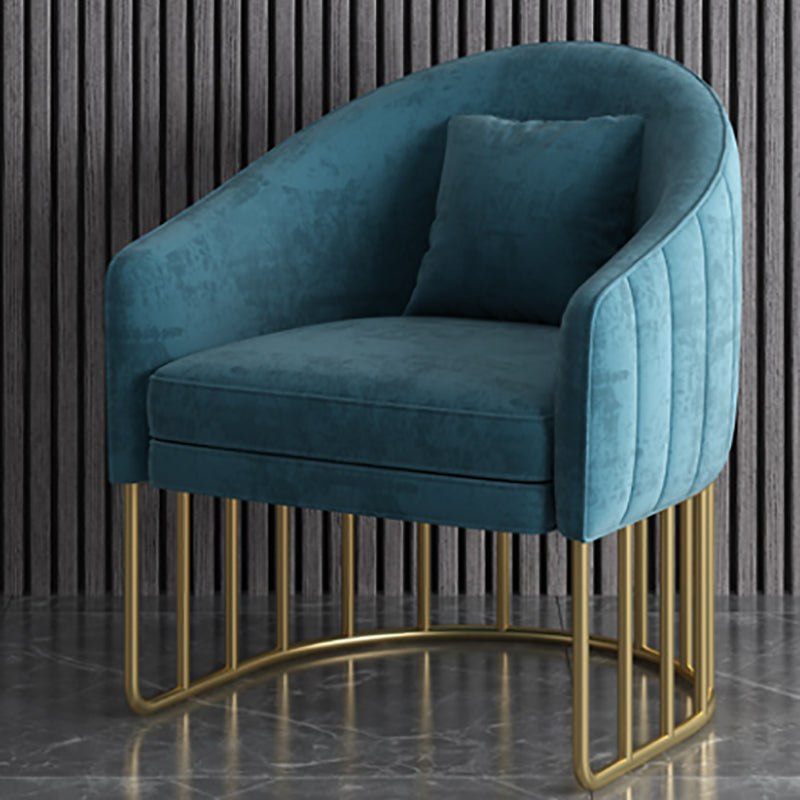 Velvet Arm Chair Sloped Arms Accent Chair with Basic Four Leg