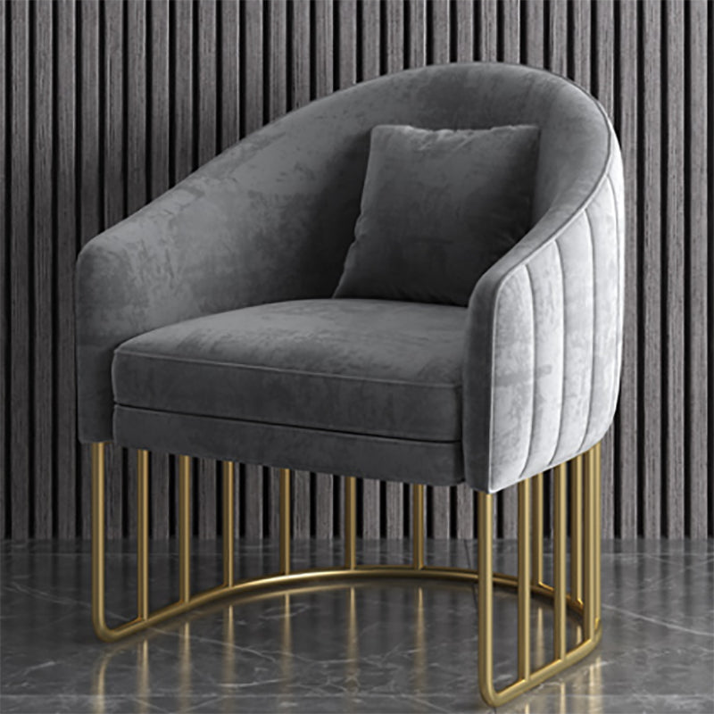 Velvet Arm Chair Sloped Arms Accent Chair with Basic Four Leg