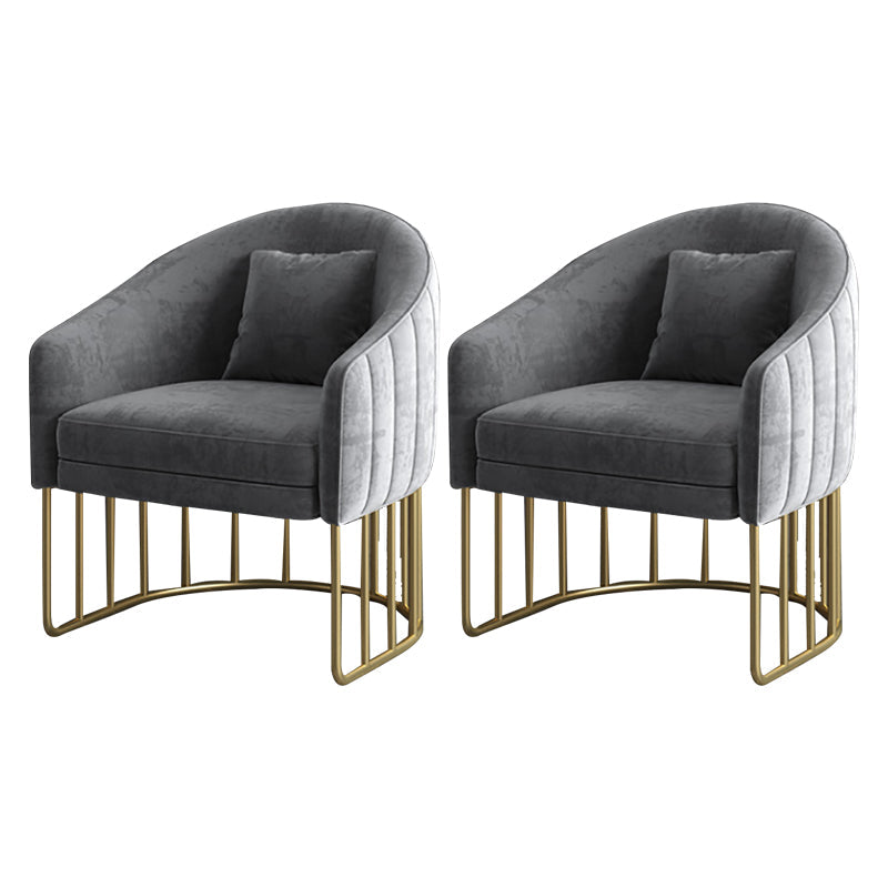 Velvet Arm Chair Sloped Arms Accent Chair with Basic Four Leg