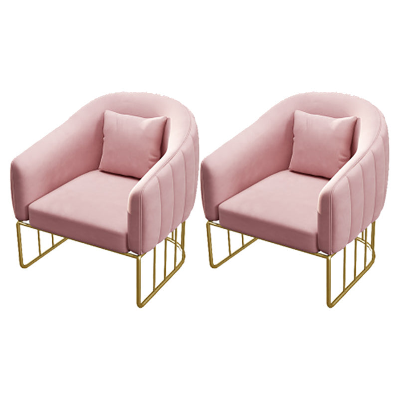 Velvet Arm Chair Sloped Arms Accent Chair with Basic Four Leg