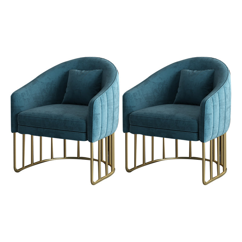 Velvet Arm Chair Sloped Arms Accent Chair with Basic Four Leg