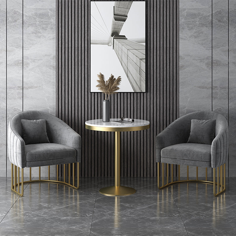 Velvet Arm Chair Sloped Arms Accent Chair with Basic Four Leg