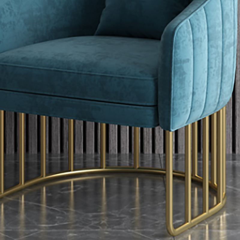 Velvet Arm Chair Sloped Arms Accent Chair with Basic Four Leg