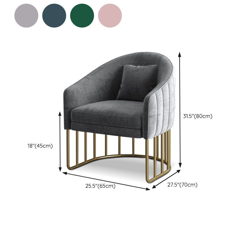 Velvet Arm Chair Sloped Arms Accent Chair with Basic Four Leg